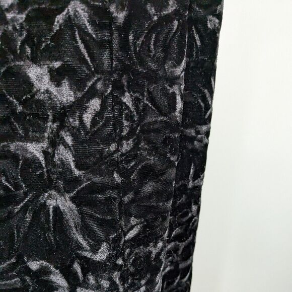 Velvet Mini Dress 8 Black Burnout Sleeveless Cocktail Floral Short Vintage 90s - Picture 3 of 8
